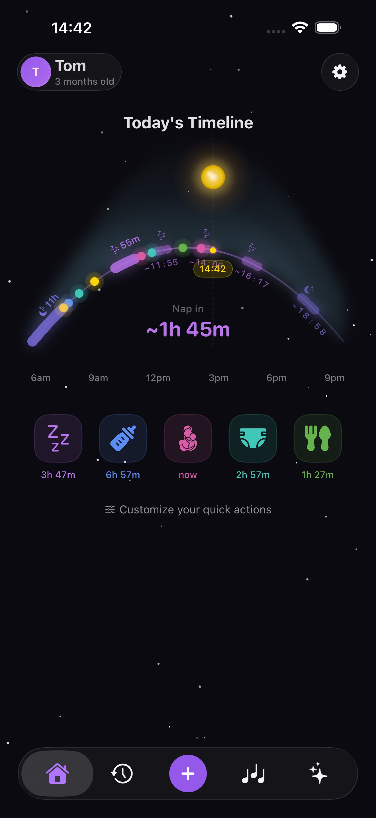 Active nap tracking with timer