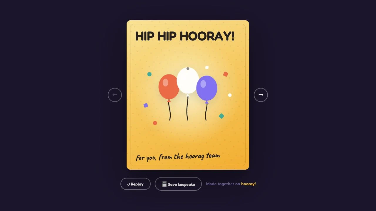 Hooray — An open public example card