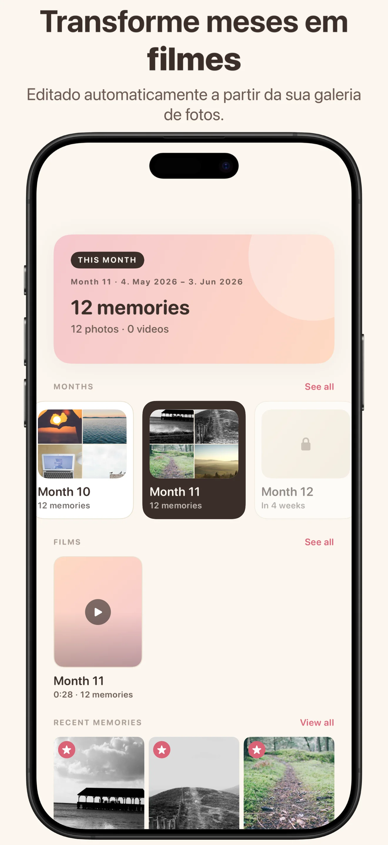 Memories — Monthly photos organised into films