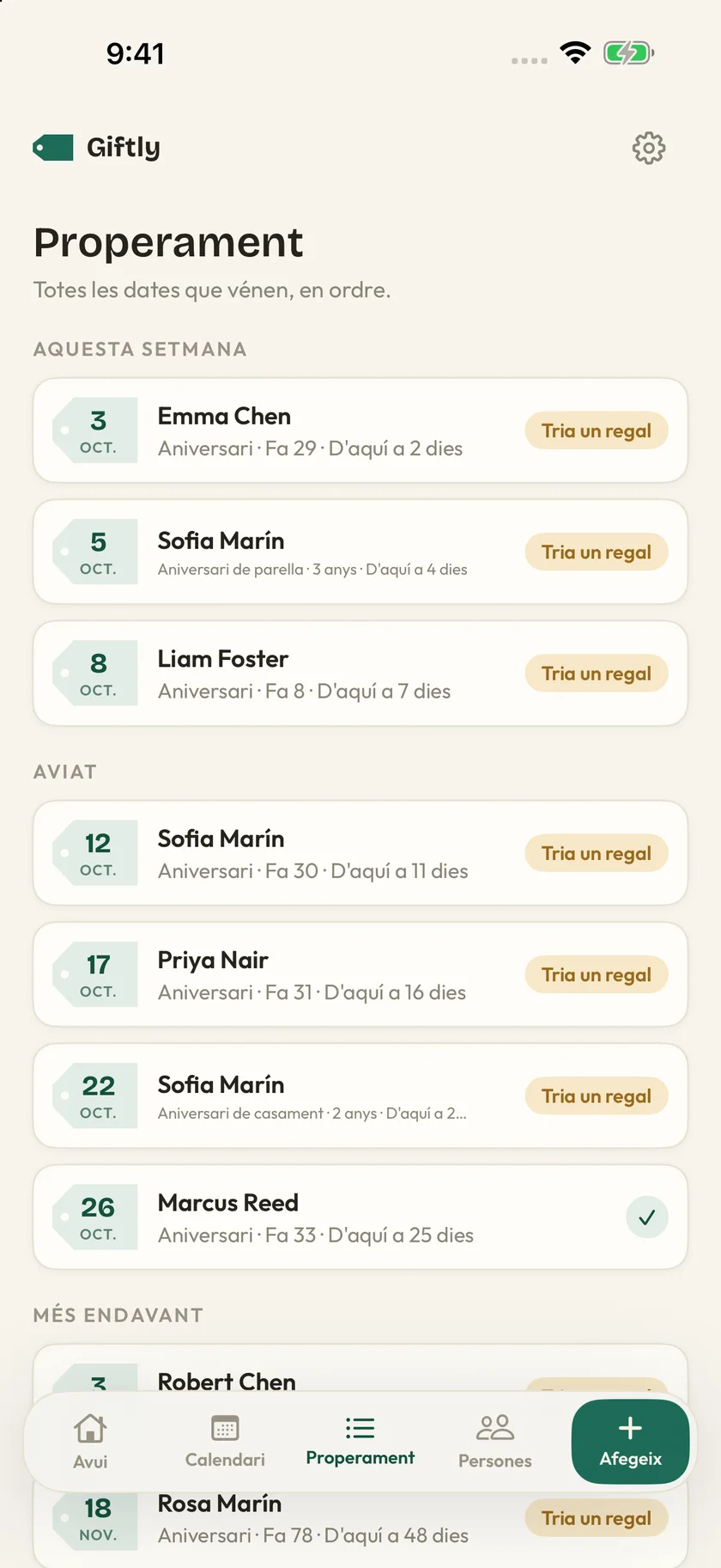 Giftly — Dates importants (ca)