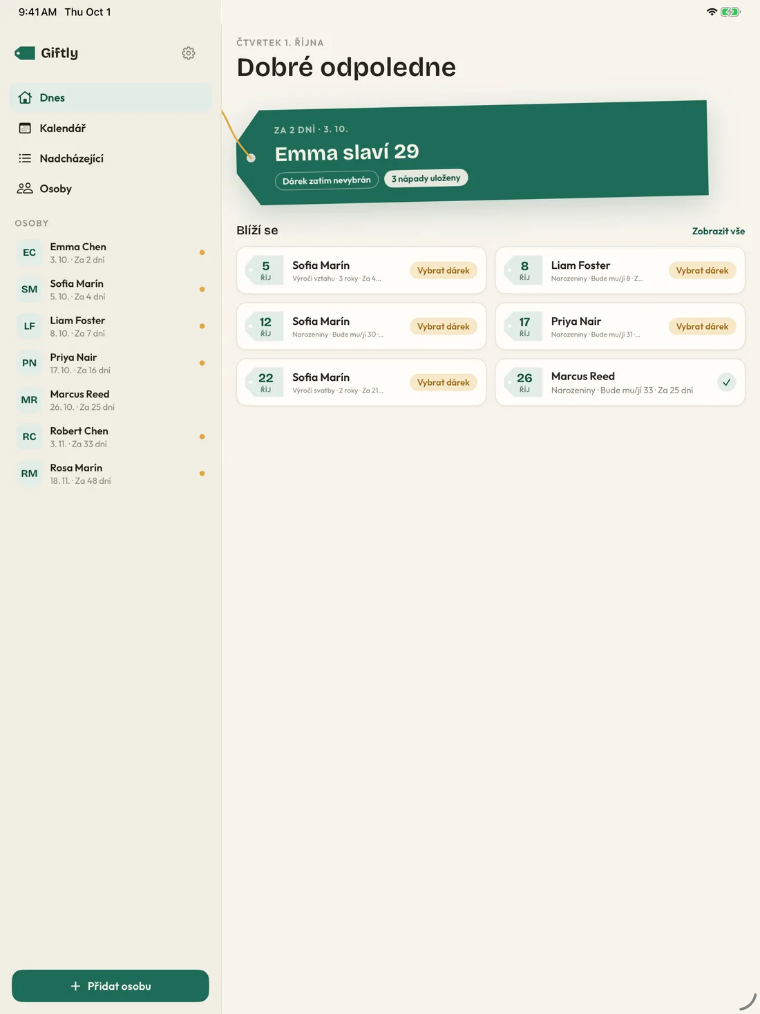 Giftly on iPad — cs