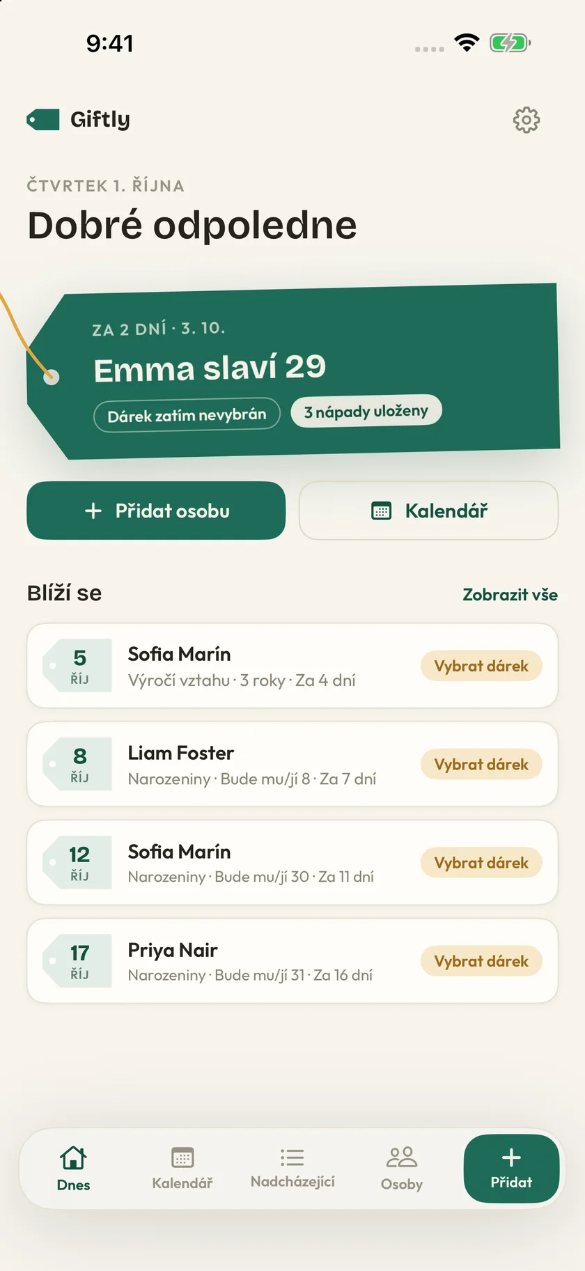 Giftly — Narozeniny a tipy na dárky (cs)