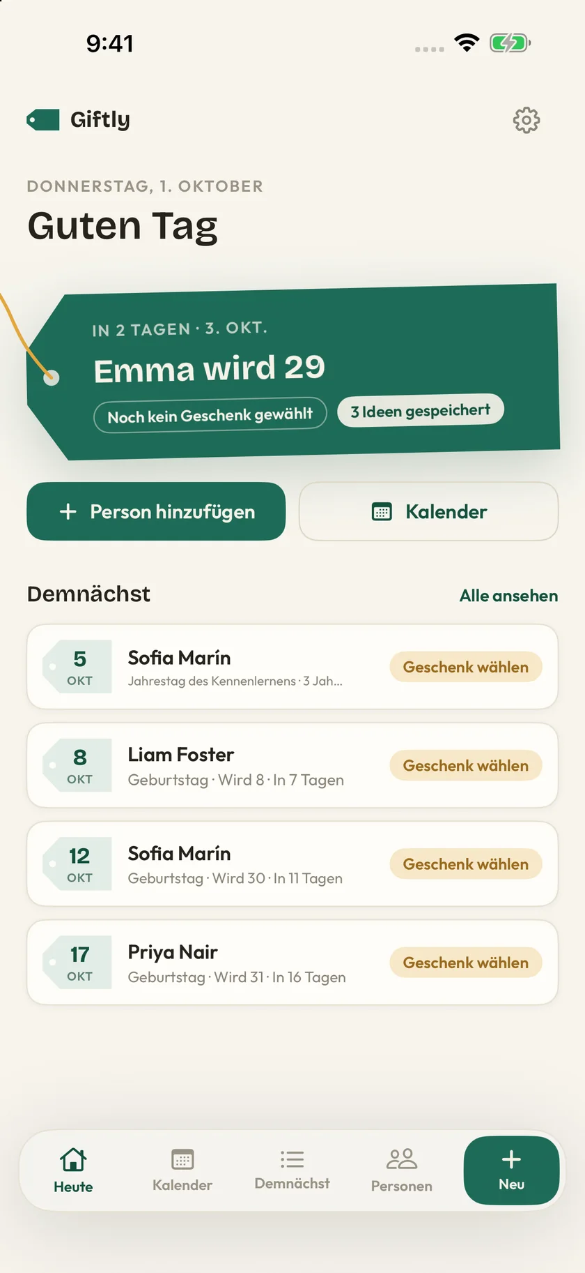 Giftly — Geburtstage & Geschenkideen (de)