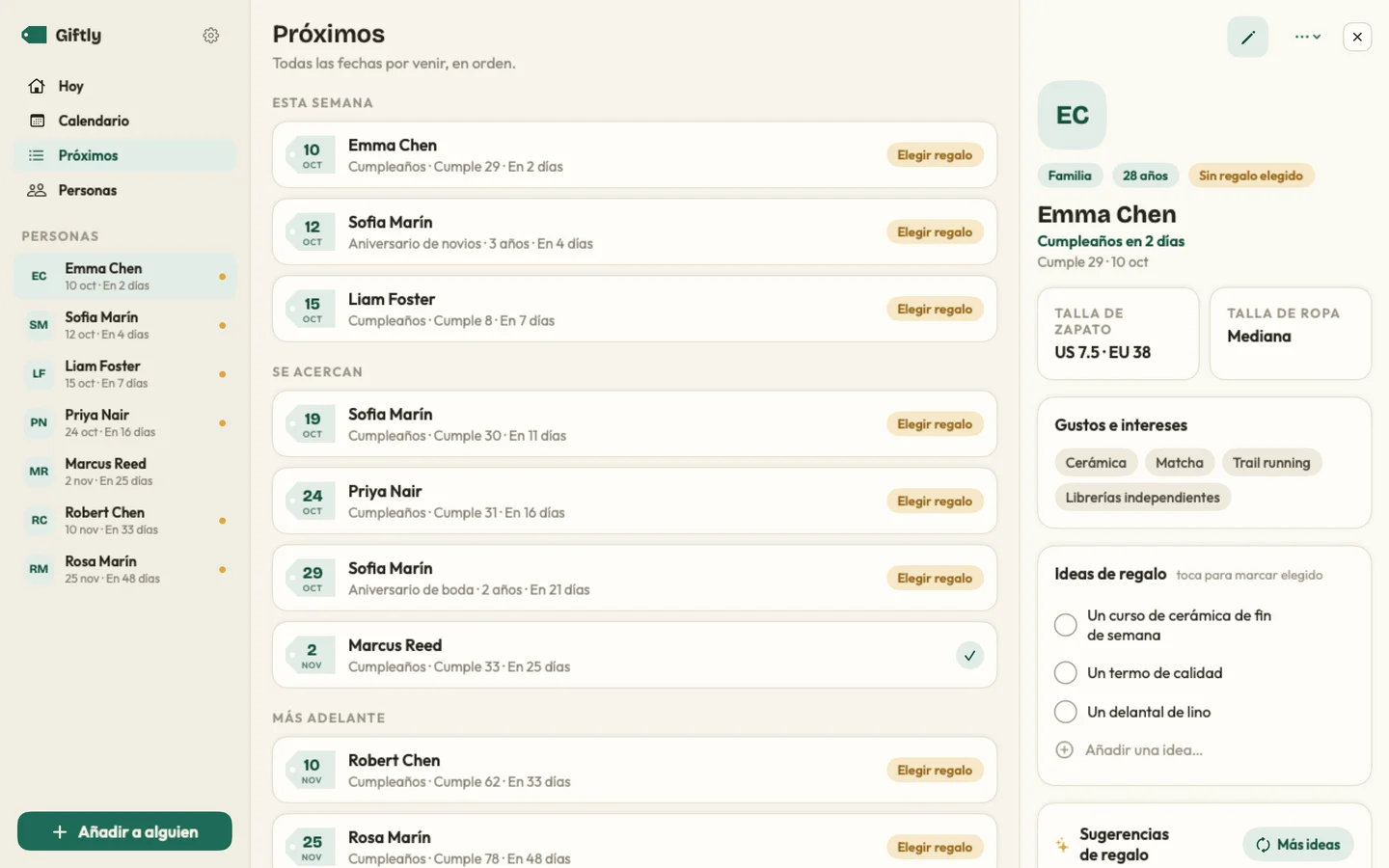 Giftly — Fechas importantes · Mac (es)