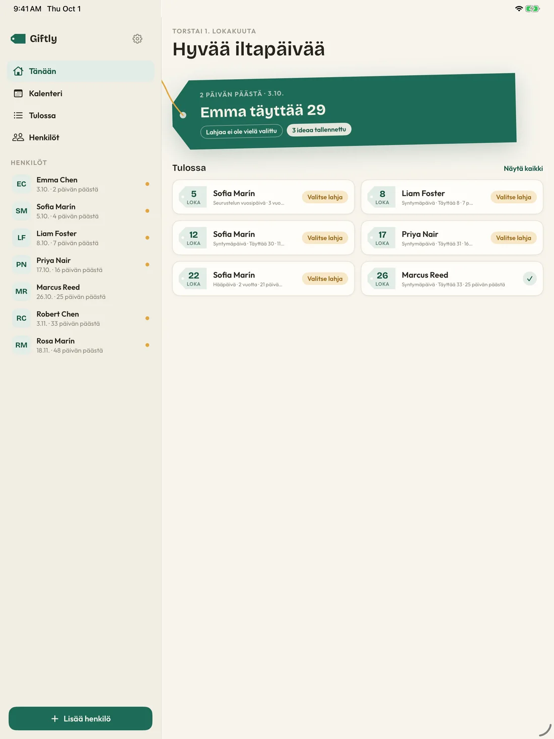 Giftly on iPad — fi