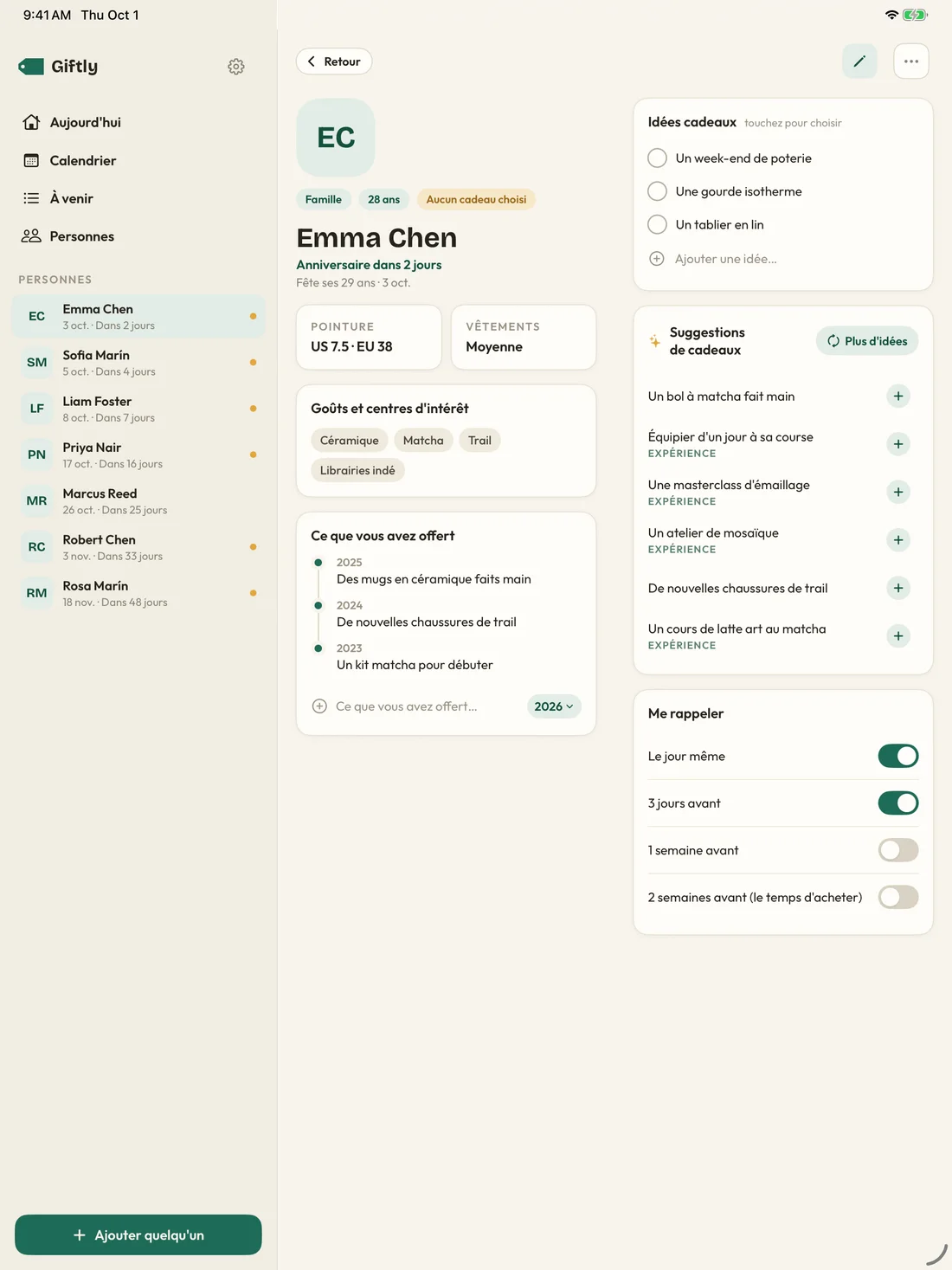 Giftly — Des idées, pas des devinettes · iPad (fr)