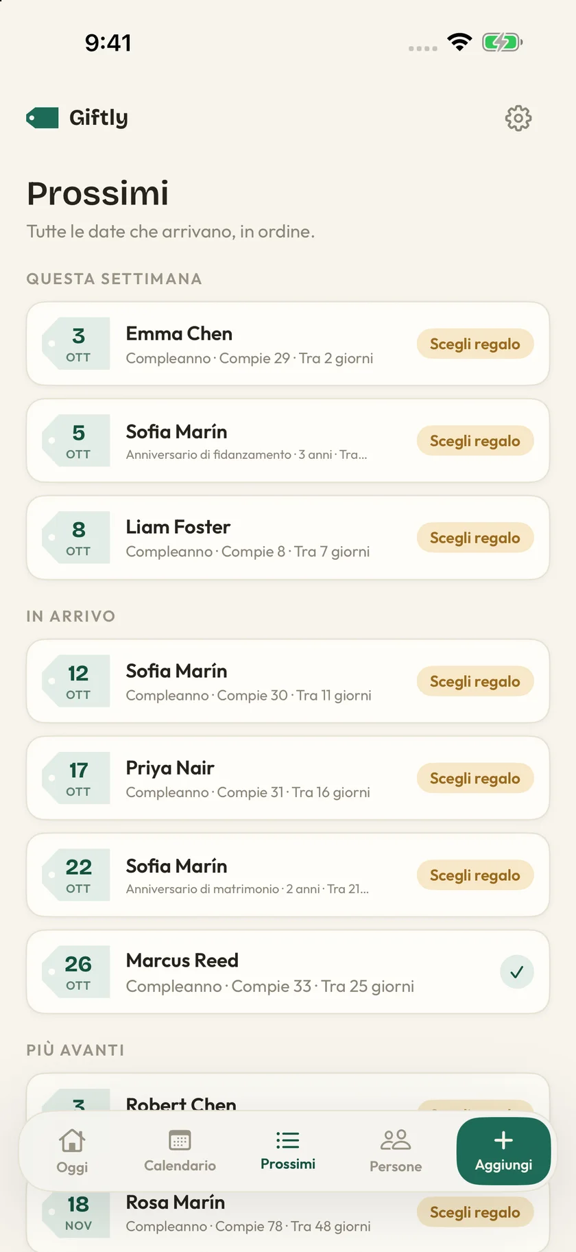 Giftly — Date importanti (it)