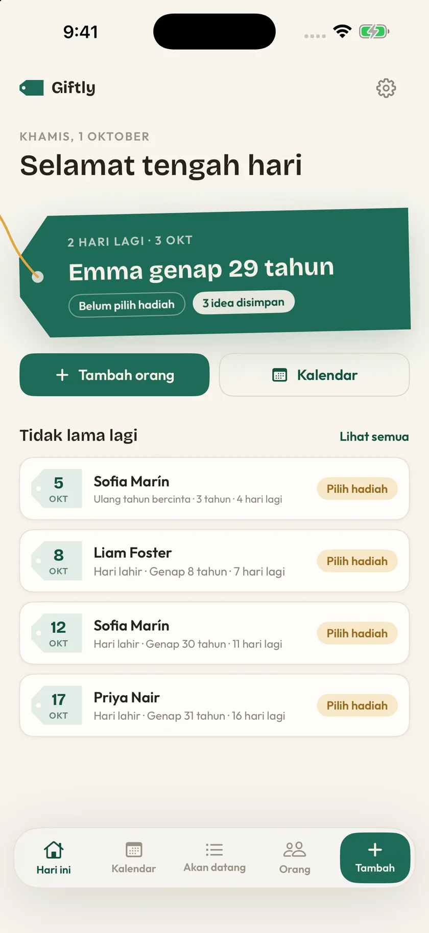 Giftly — Hari lahir & idea hadiah (ms)