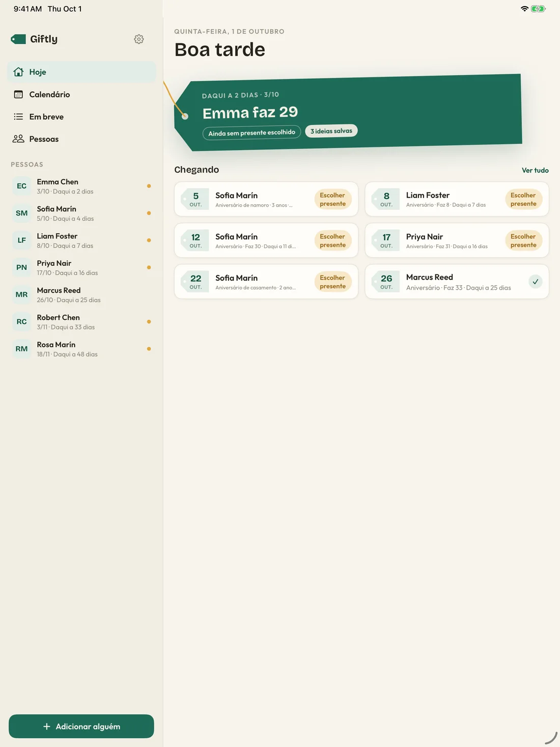Giftly on iPad — pt-PT