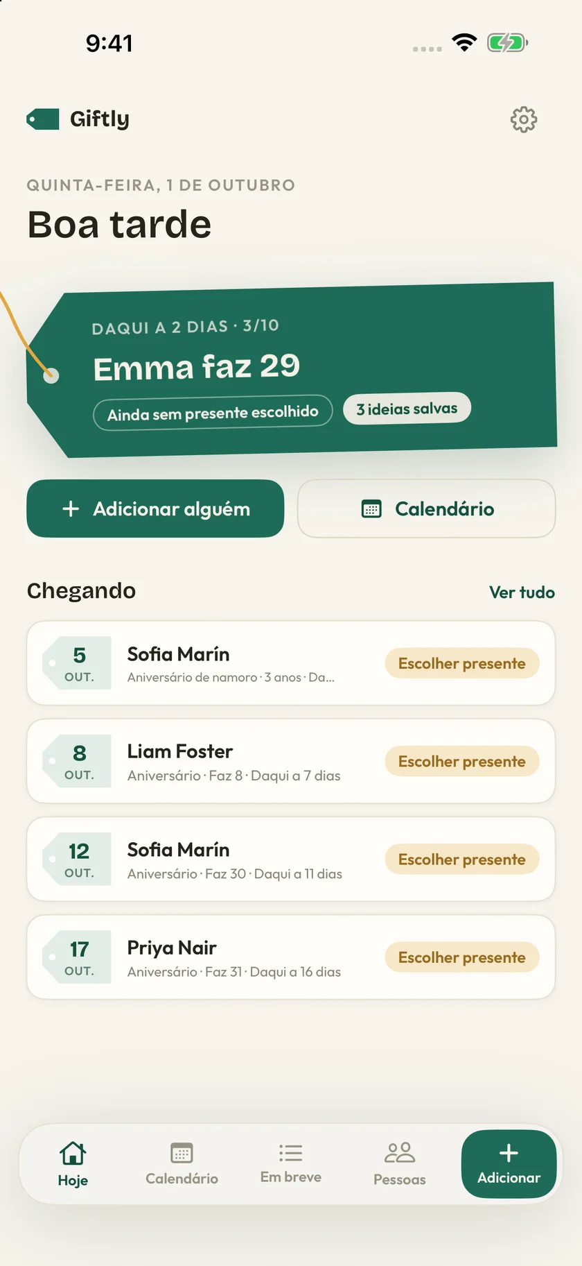 Giftly — Aniversários e ideias para presentes (pt-PT)