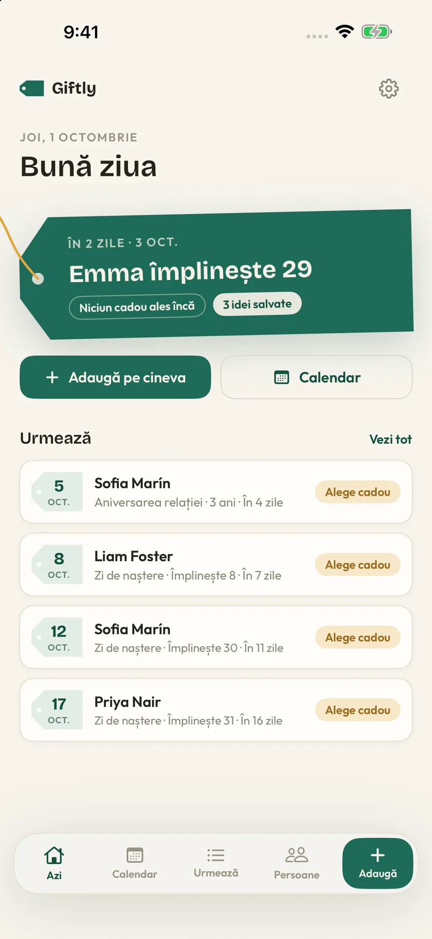 Giftly — Zile de naștere și idei de cadouri (ro)