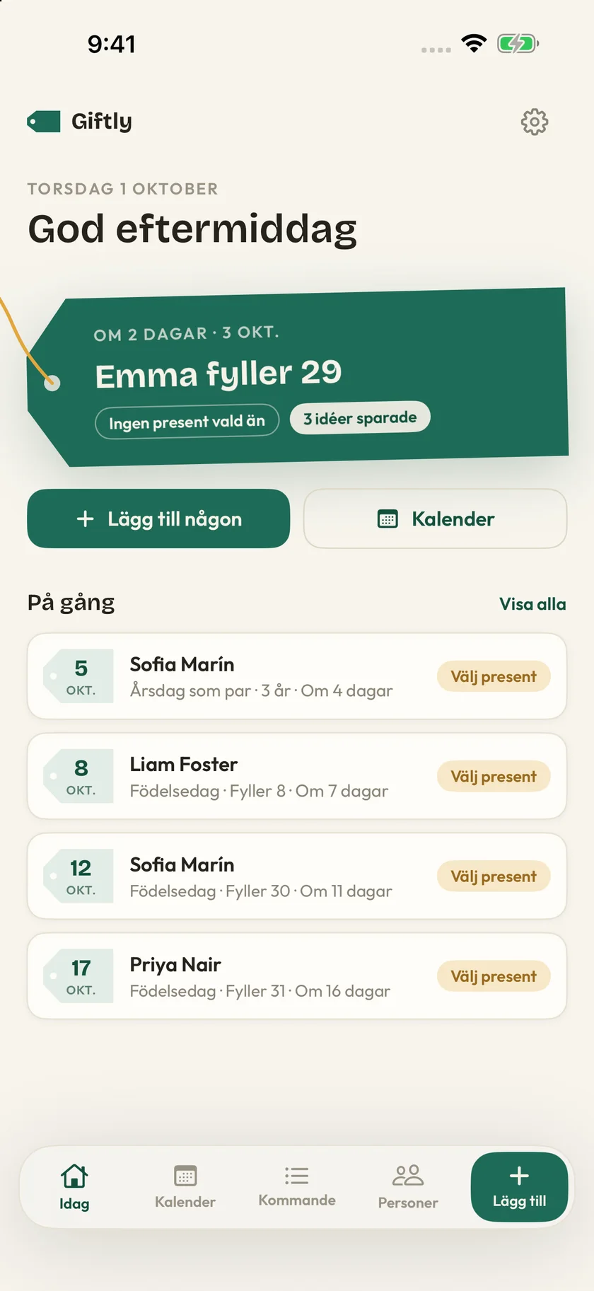 Giftly — Födelsedagar och presenttips (sv)