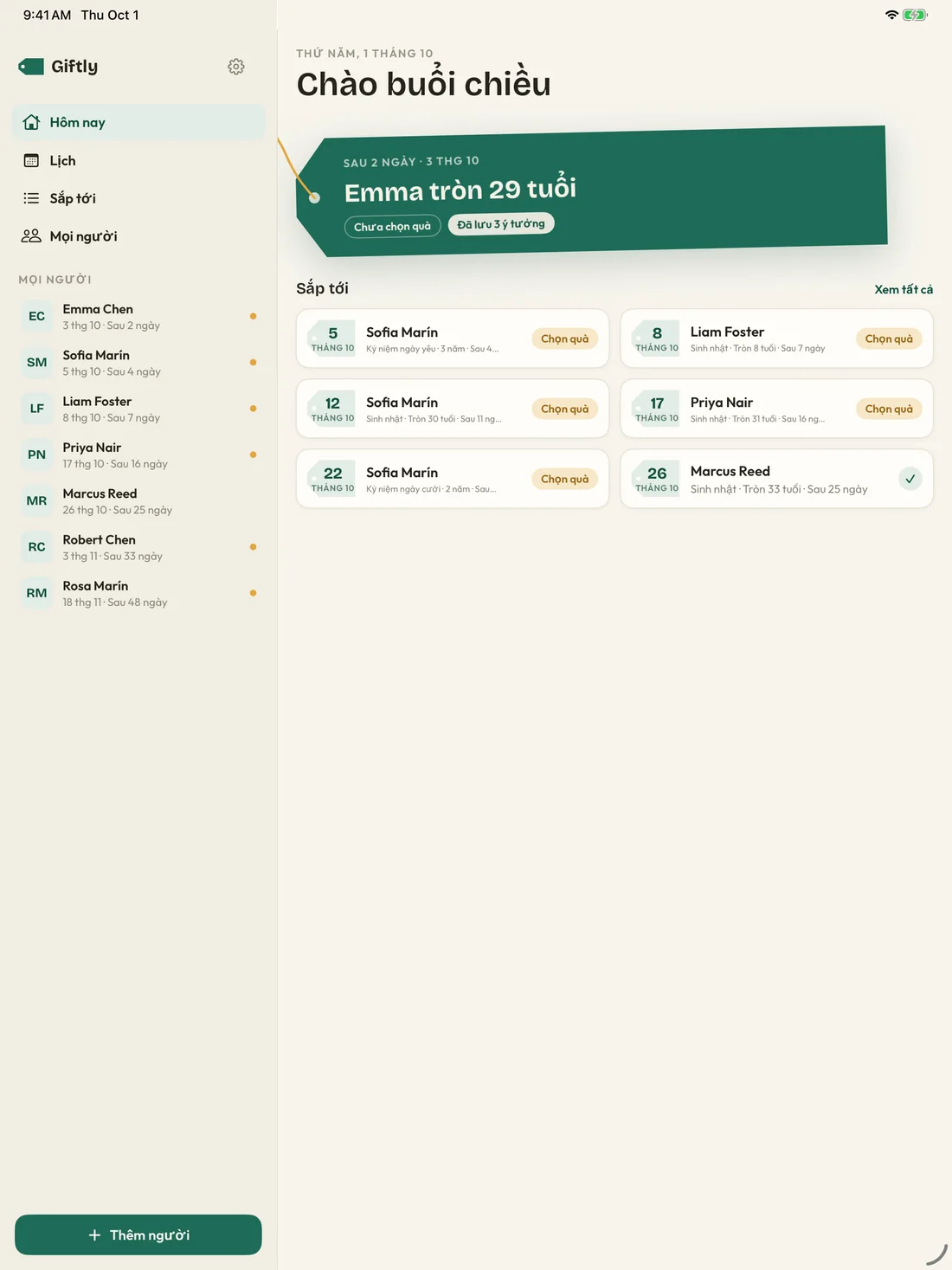 Giftly on iPad — vi