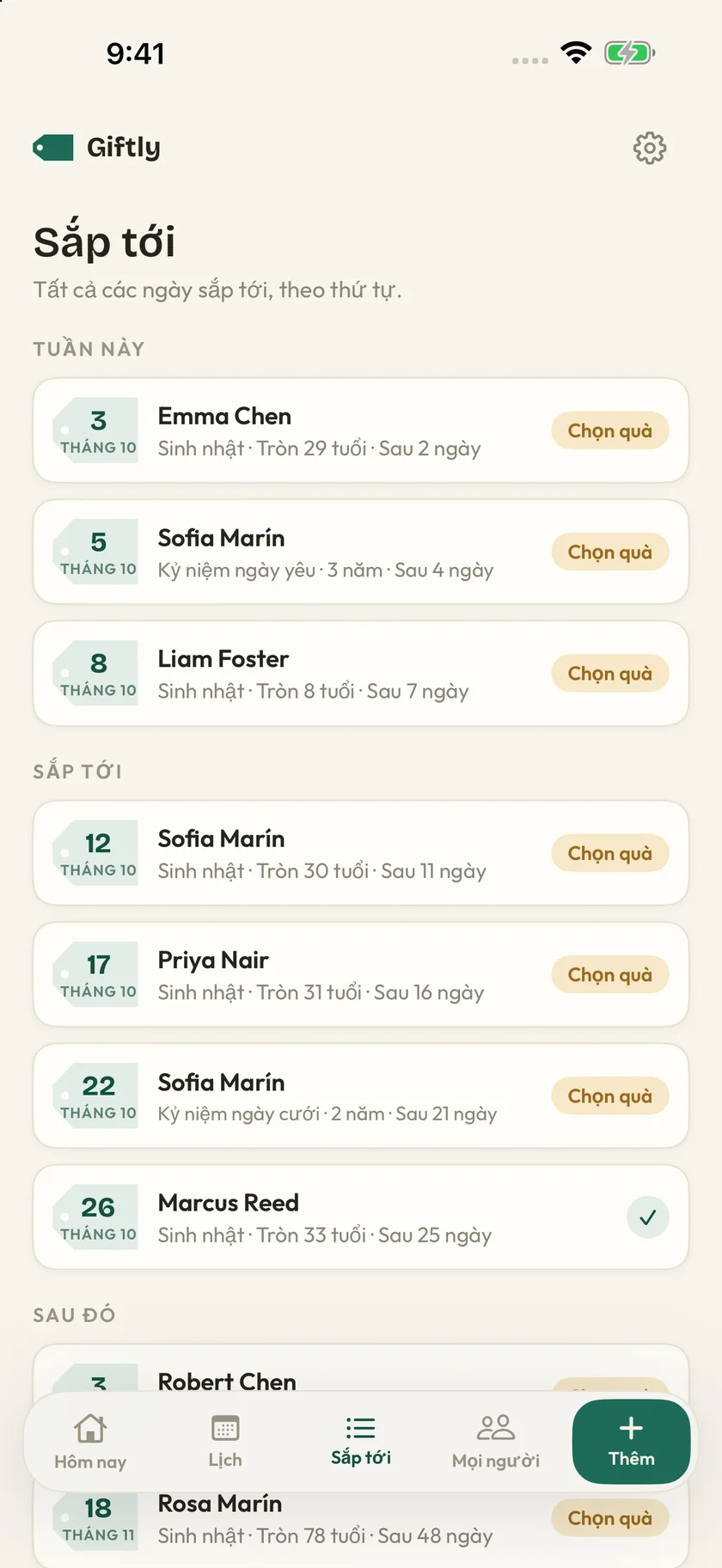 Giftly — Những ngày quan trọng (vi)