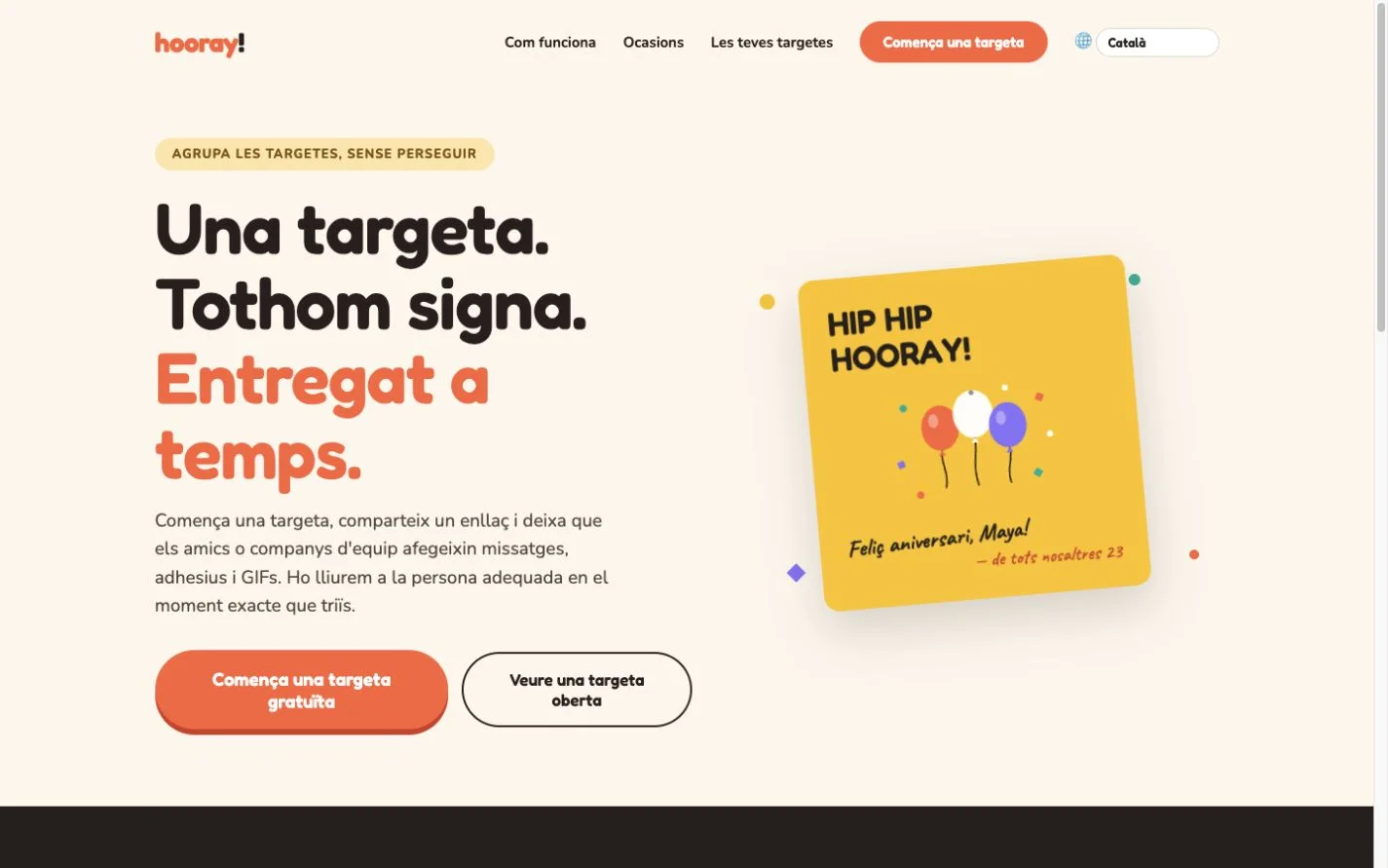 Hooray — Una targeta de felicitació de grup (ca)