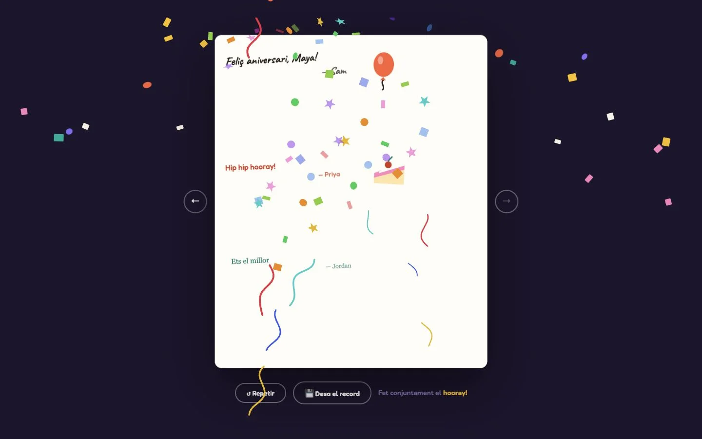Hooray — La targeta acabada (ca)