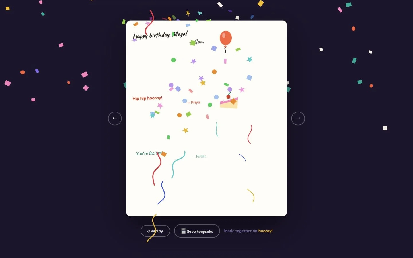 Hooray — The finished card (en-AU)