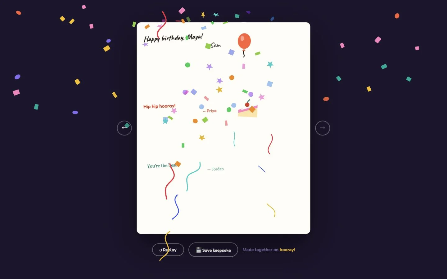 Hooray — The finished card (en-GB)
