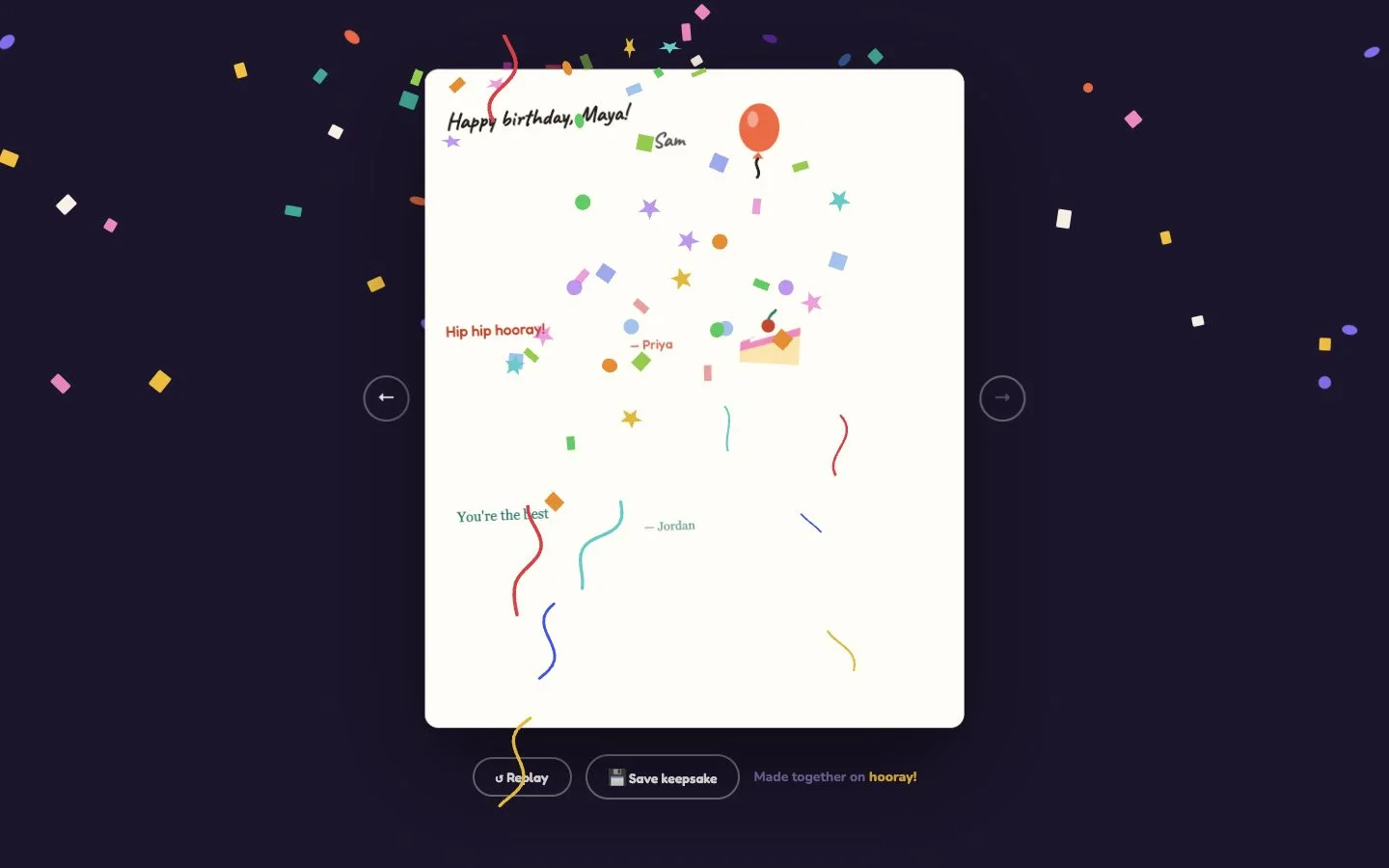 Hooray — The finished card (en-IN)