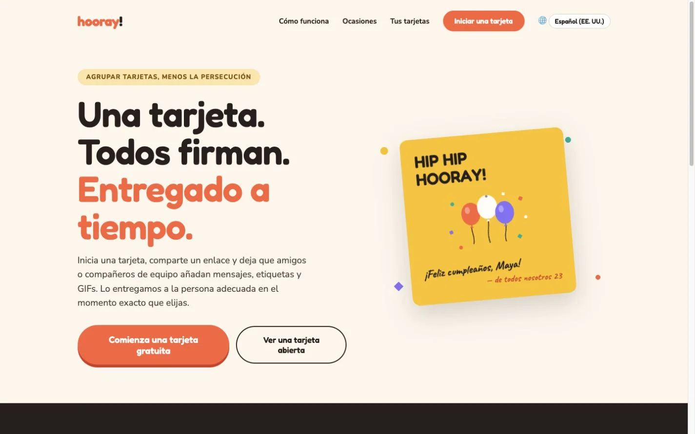 Hooray — Una tarjeta de felicitación grupal (es-US)