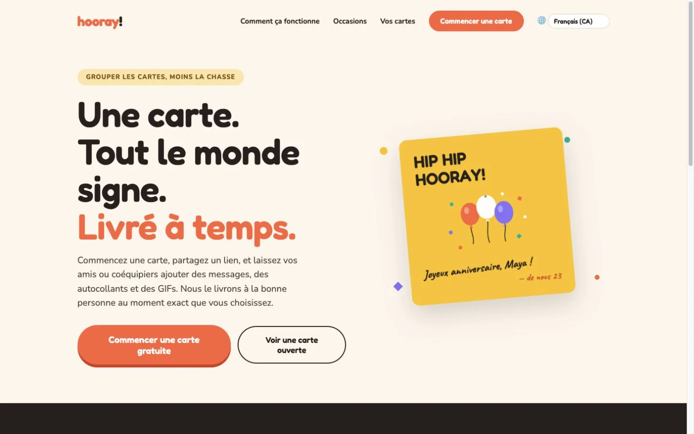 Hooray — Une carte de vœux collective (fr-CA)