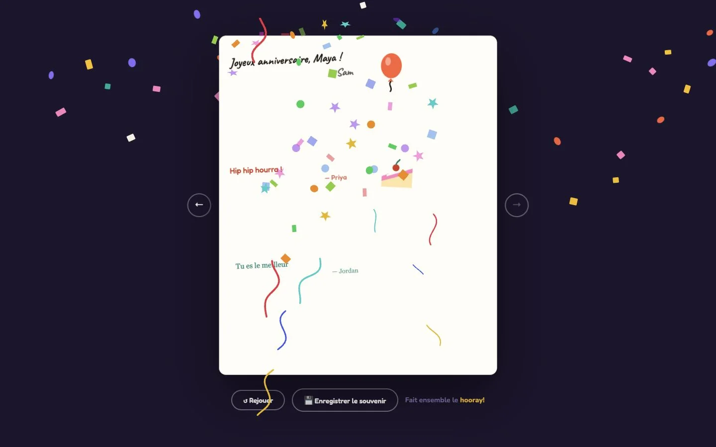 Hooray — La carte terminée (fr-CA)
