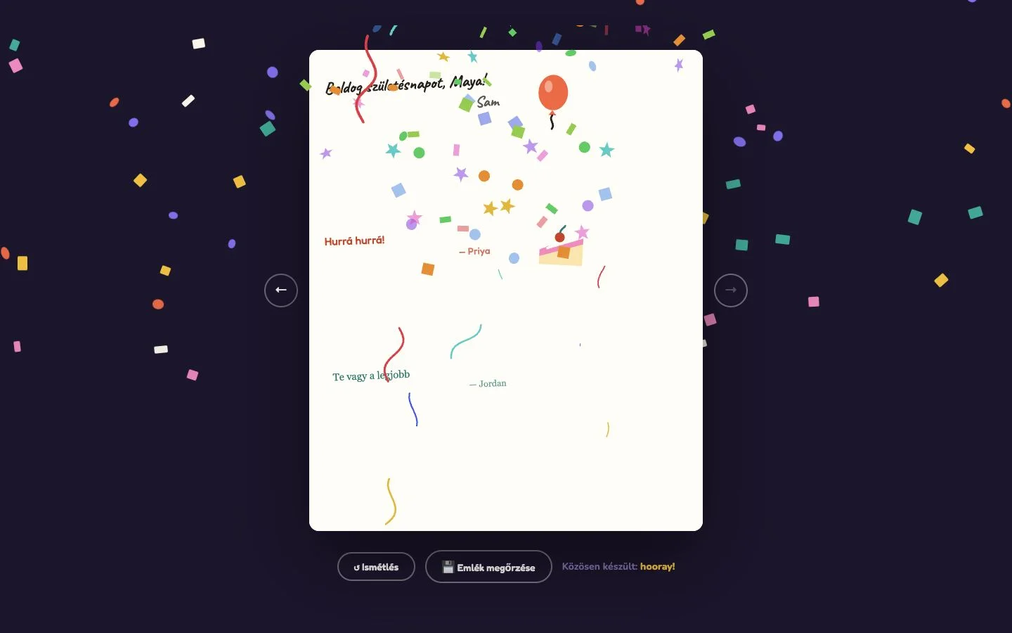 Hooray — Az elkészült üdvözlőlap (hu)