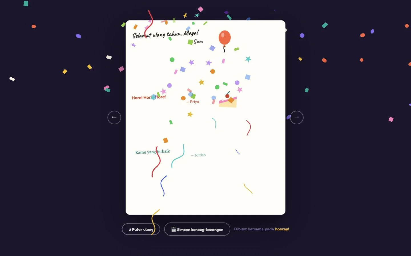 Hooray — Kartu yang sudah jadi (id)