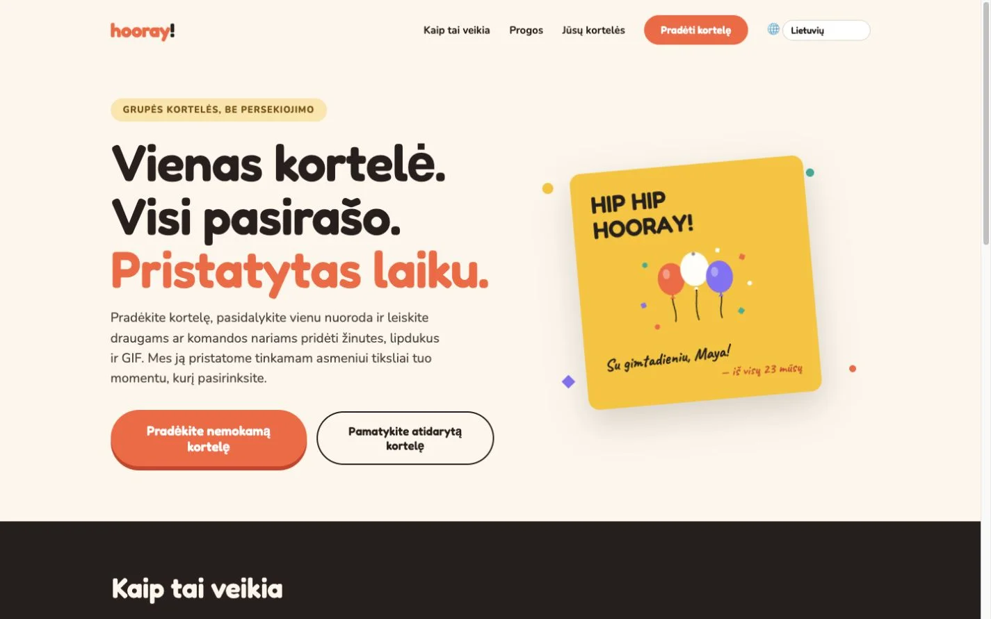 Hooray — Grupės sveikinimo atvirukas (lt)