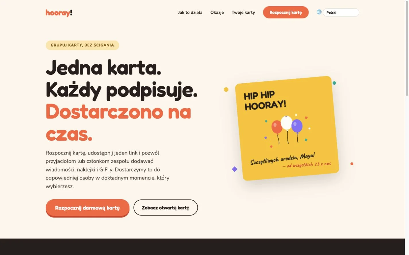 Hooray — Grupowa kartka z życzeniami (pl)