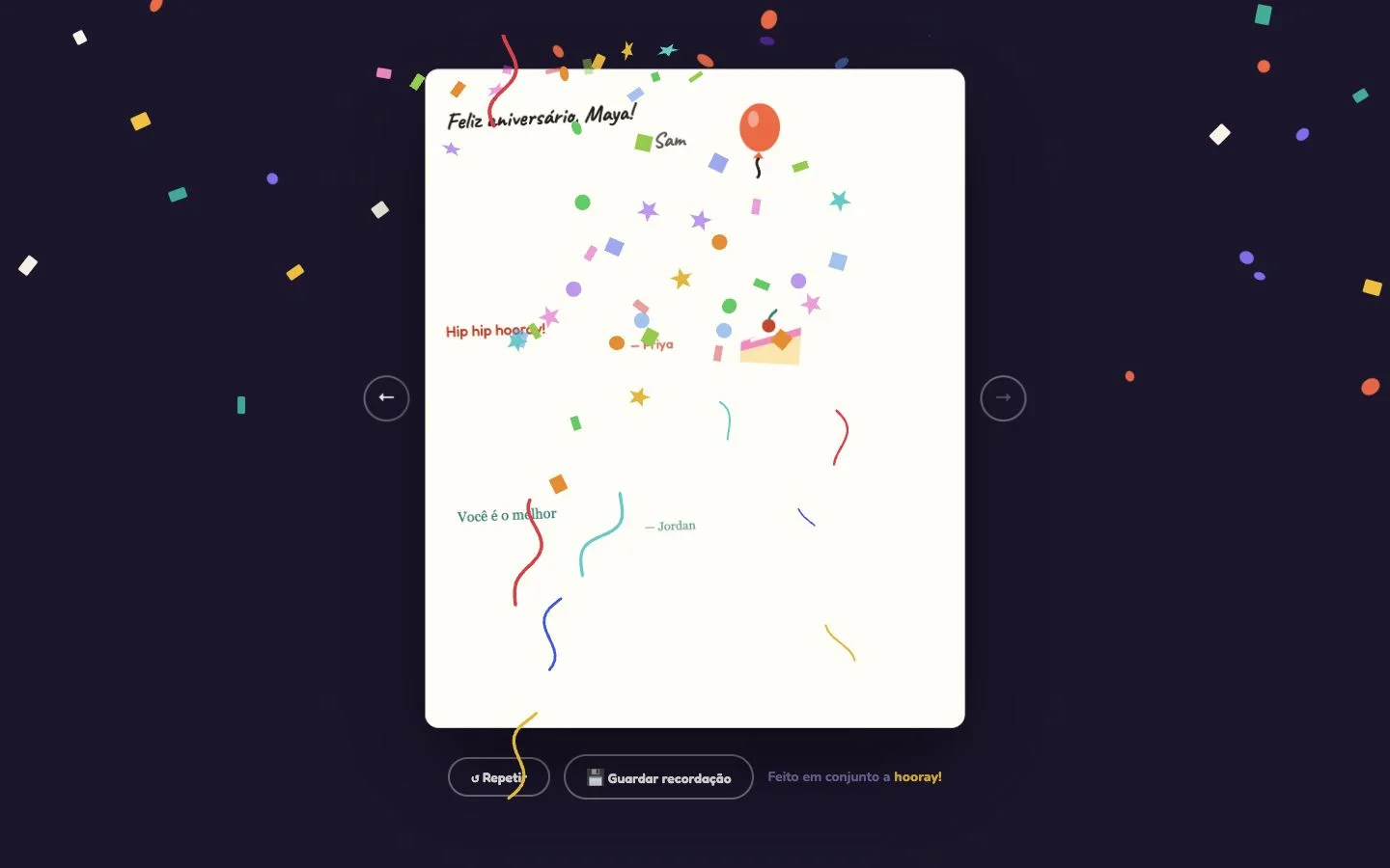 Hooray — O cartão finalizado. (pt-PT)