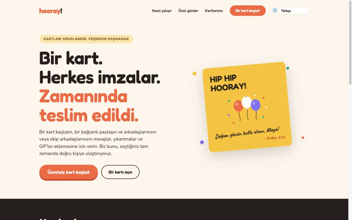 Hooray — Bir grup tebrik kartı (tr)