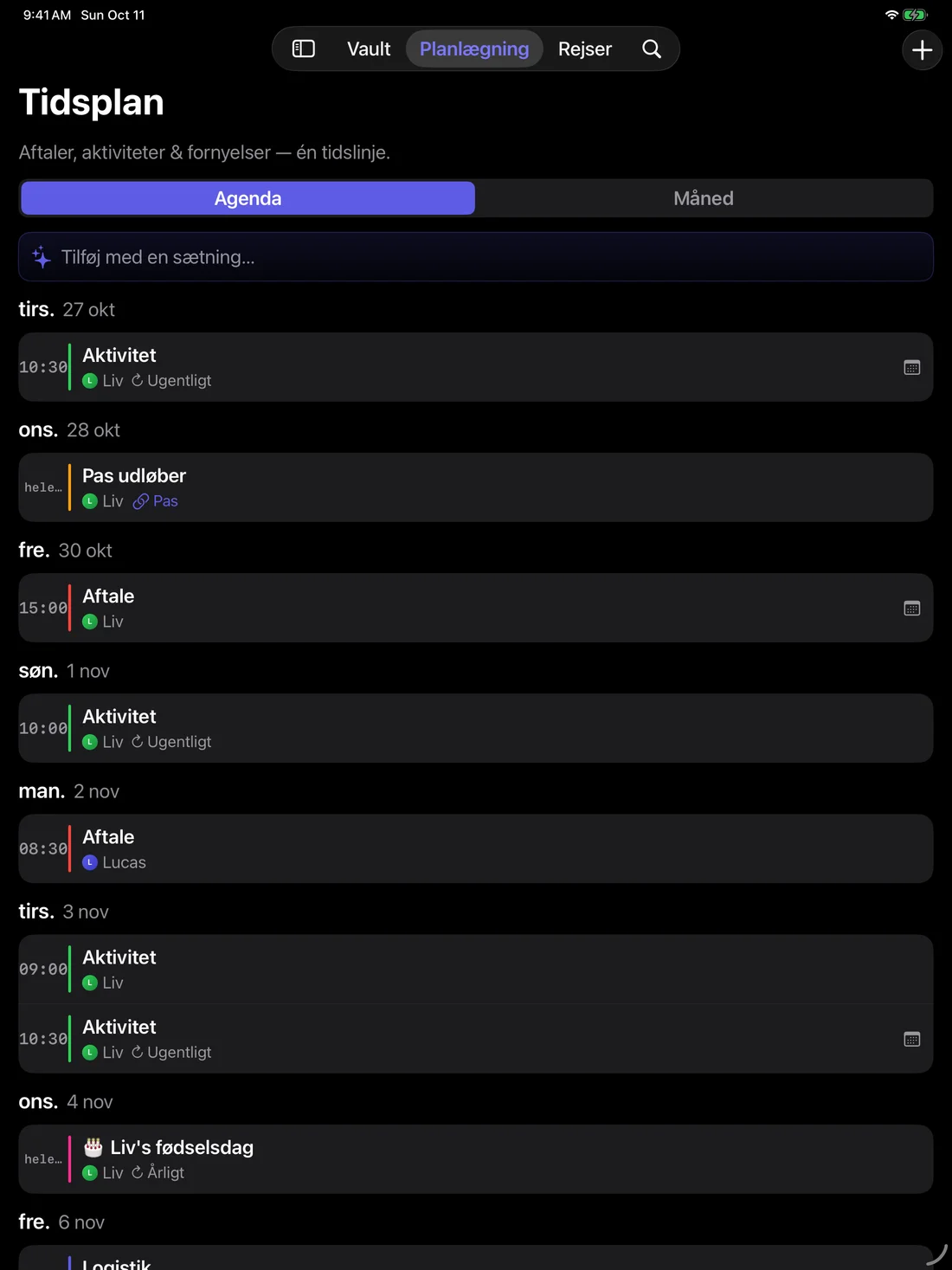 Kinfold — Én fælles familieplan. · iPad (da)