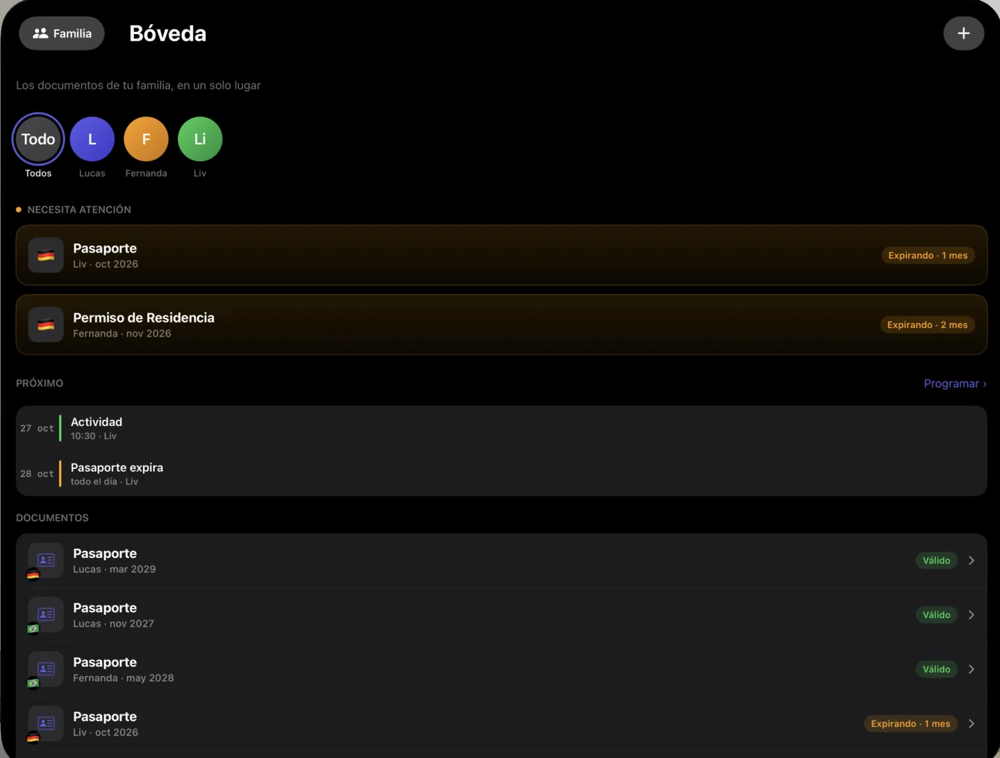 Kinfold on Apple Vision Pro — es-419