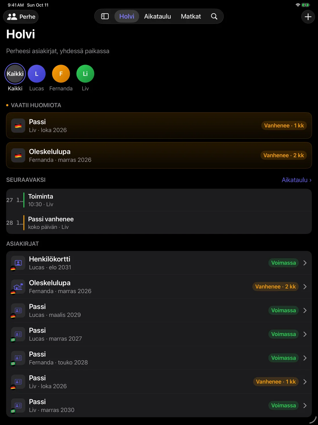 Kinfold on iPad — fi