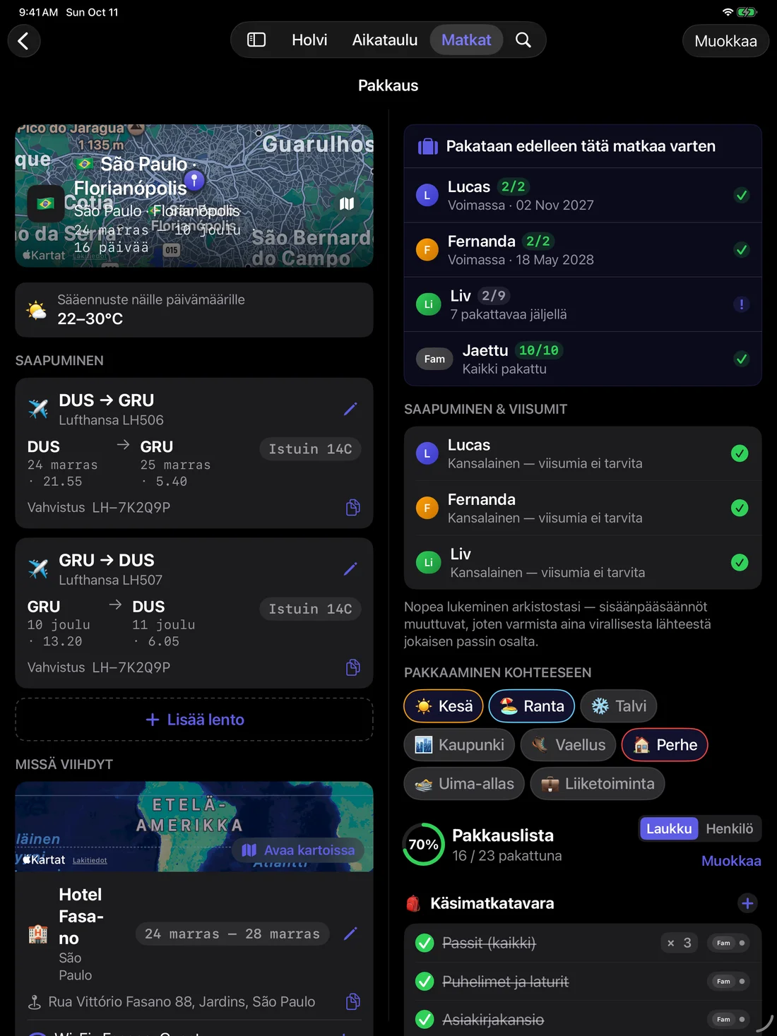 Kinfold — Joka matkalle selkeä suunnitelma. · iPad (fi)