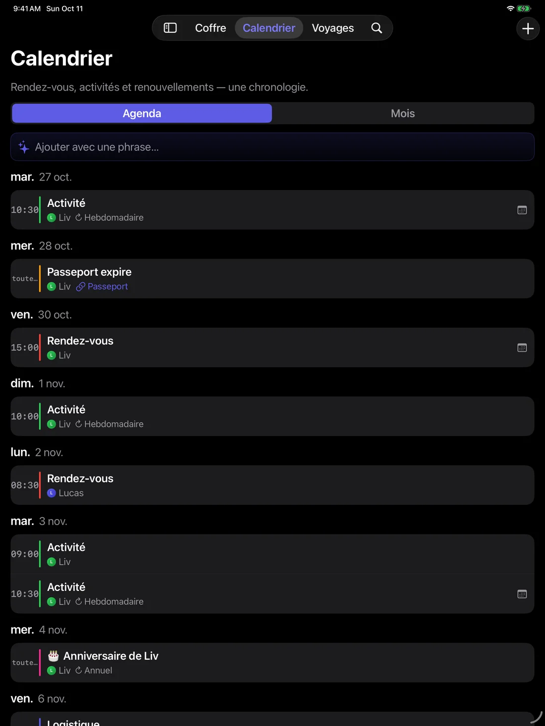 Kinfold — Un agenda pour toute la famille. · iPad (fr)