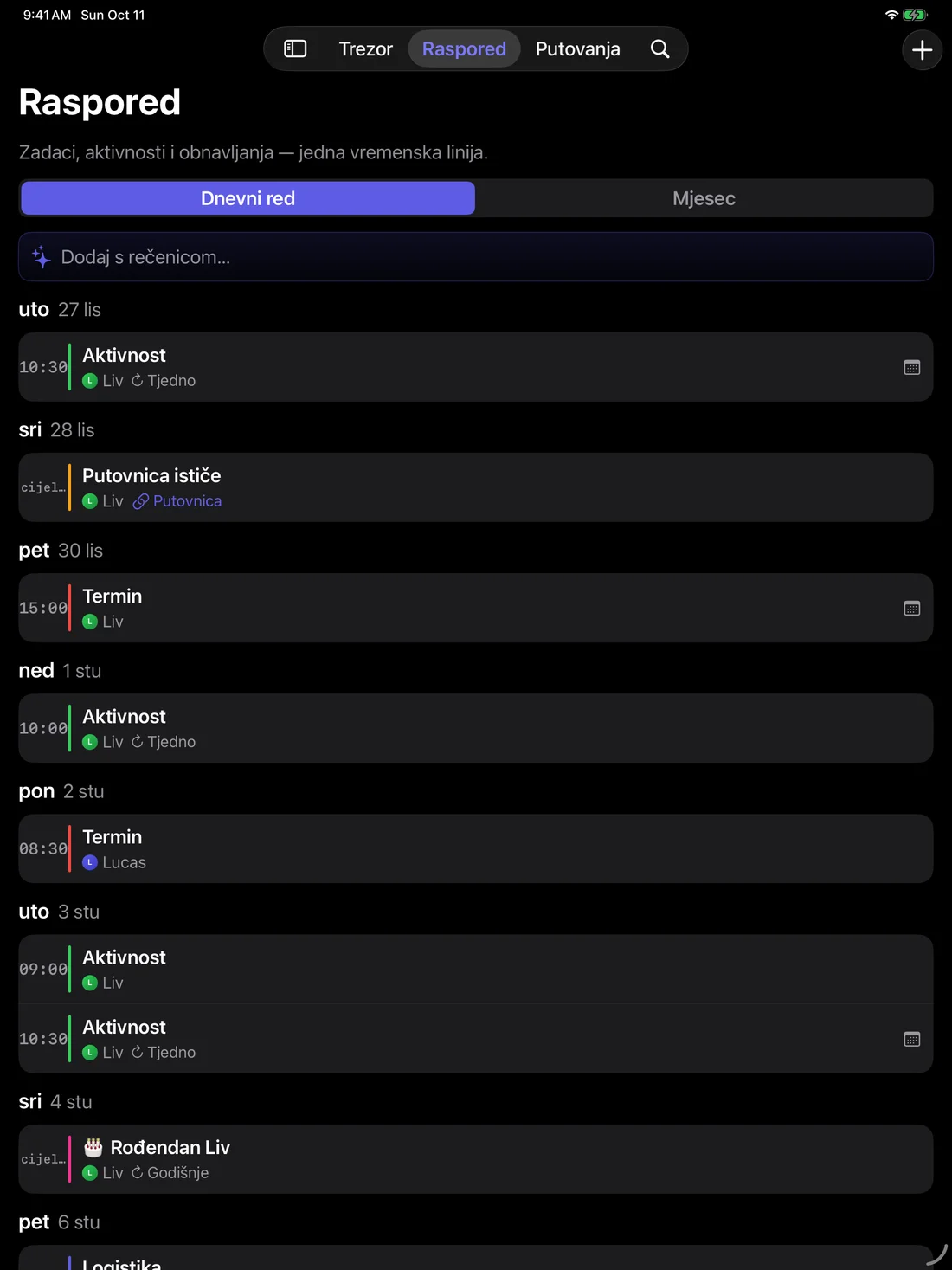 Kinfold — Jedan obiteljski raspored. · iPad (hr)