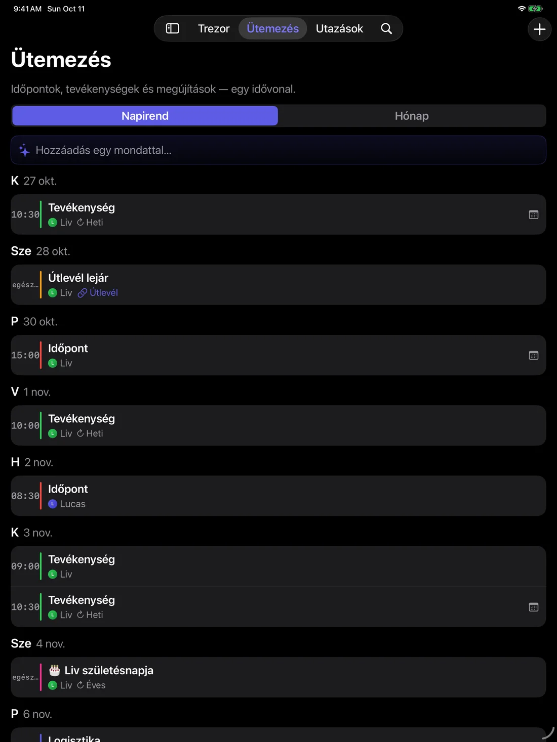 Kinfold — Egy közös családi naptár. · iPad (hu)