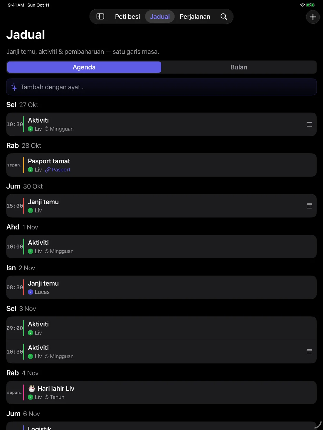Kinfold — Satu jadual keluarga. · iPad (ms)