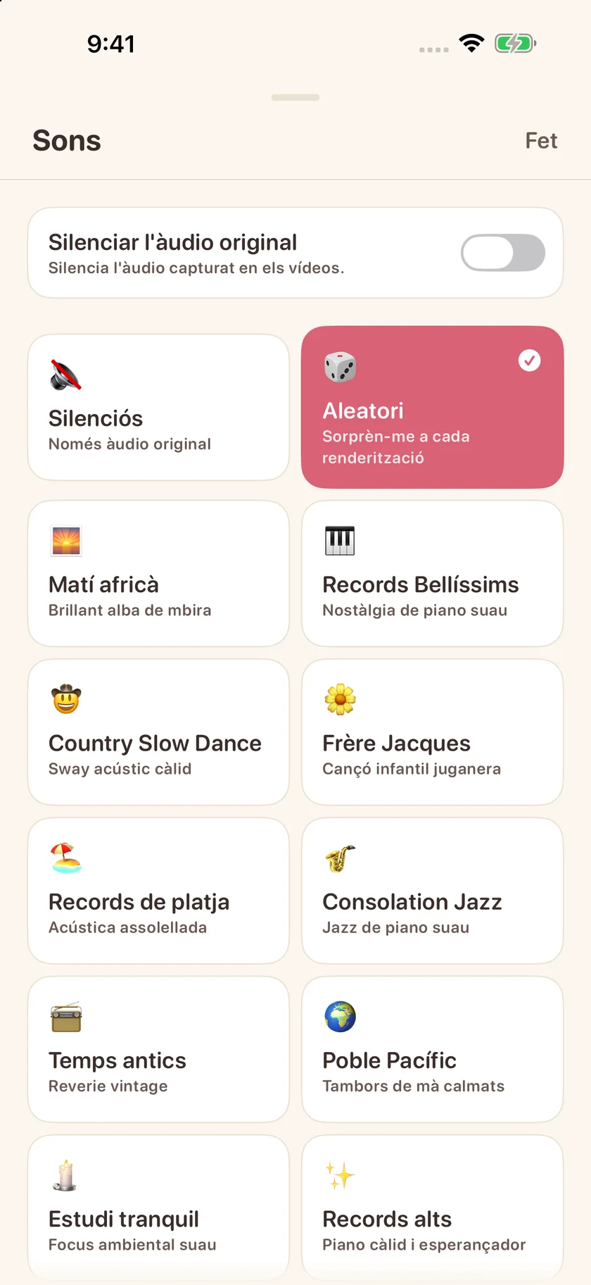 Memories — Opcions de banda sonora (ca)