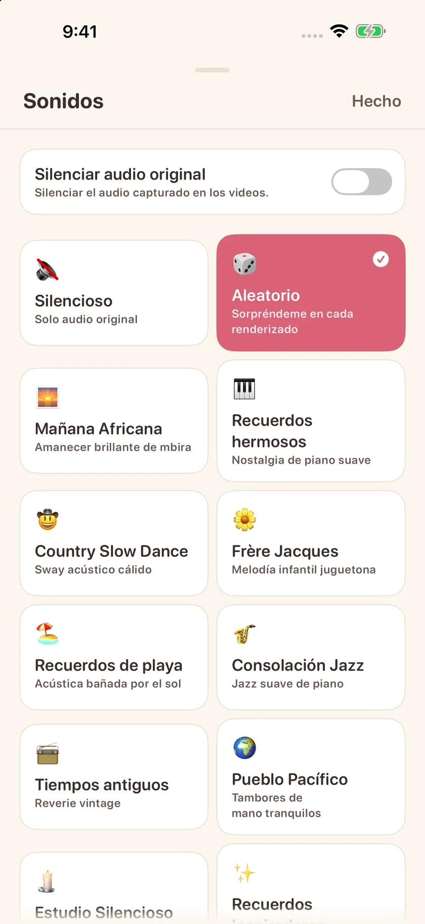 Memories — Opciones de banda sonora (es-419)