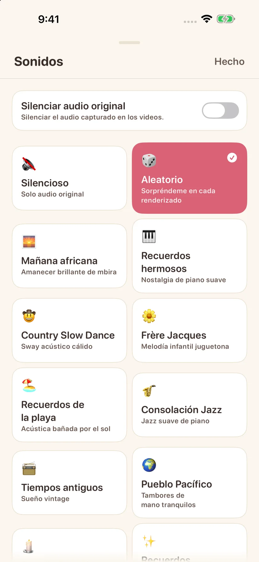 Memories — Opciones de banda sonora (es-US)
