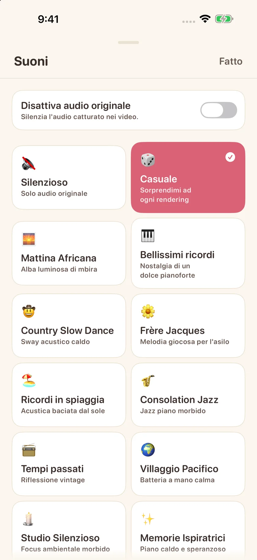 Memories — Scelte musicali (it)