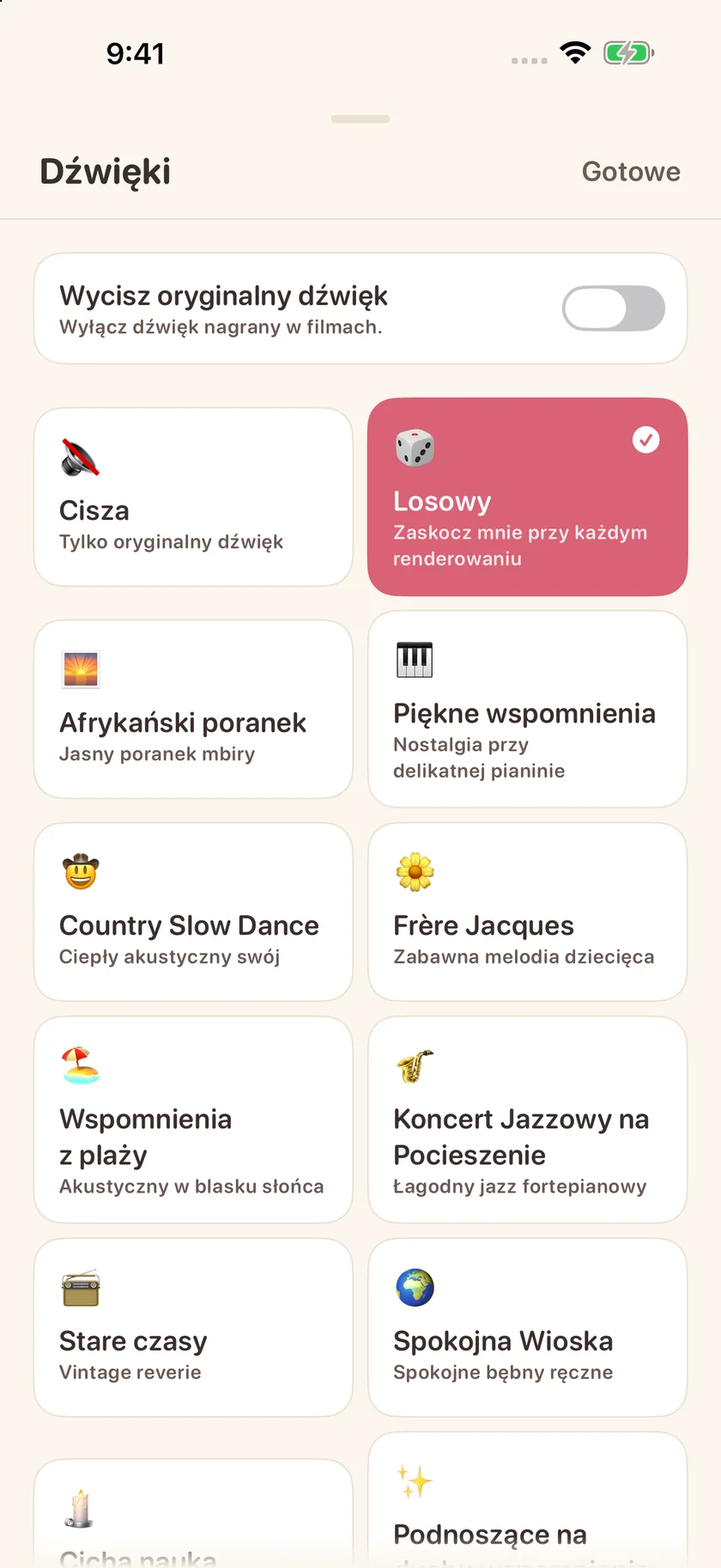 Memories — Wybór ścieżki dźwiękowej (pl)