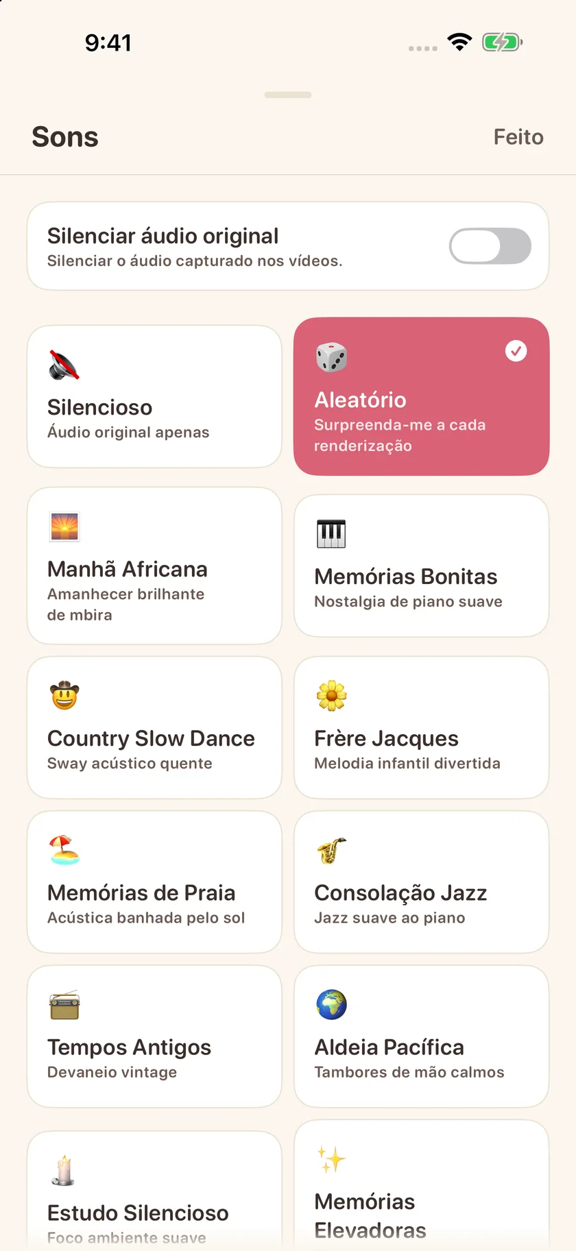 Memories — Escolhas da banda sonora (pt-PT)