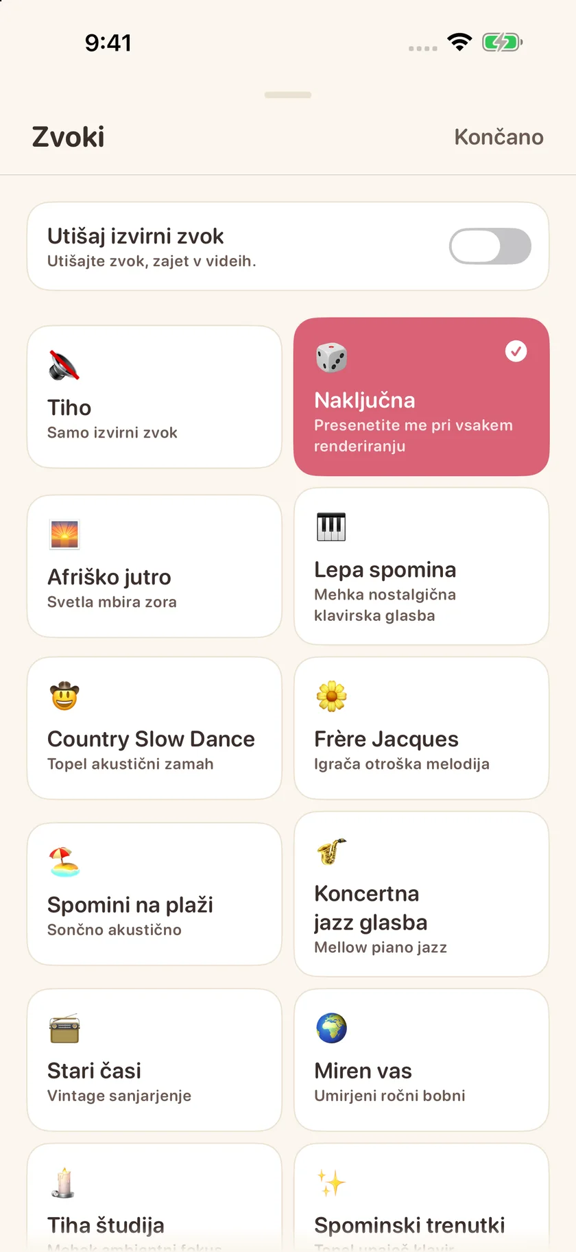Memories — Izbira glasbene podlage (sl)