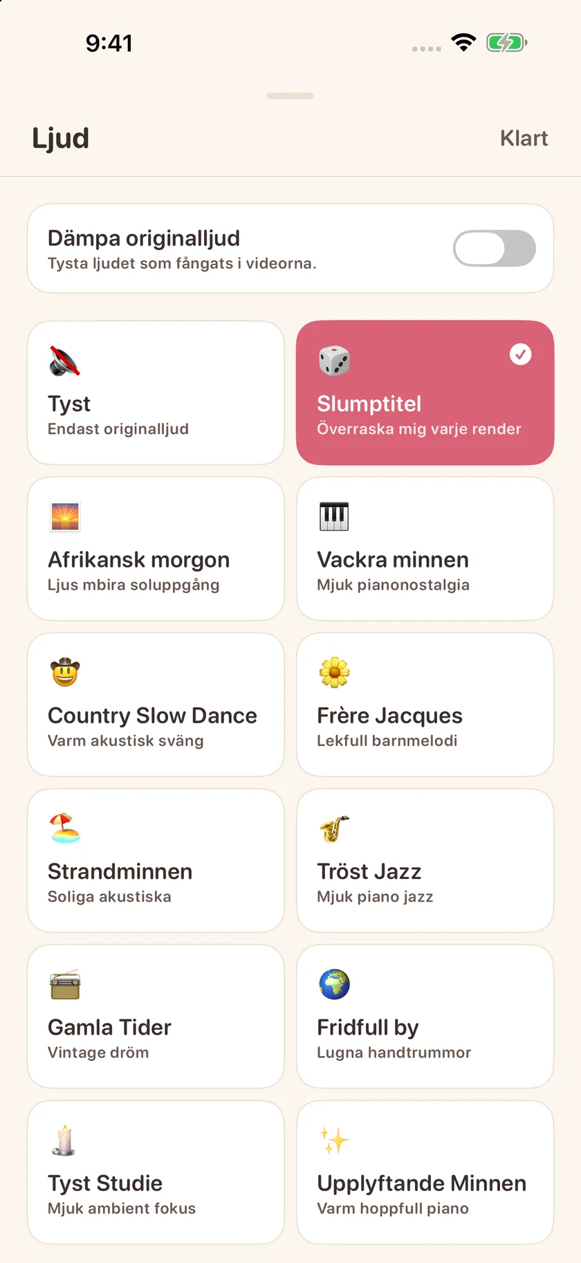 Memories — Val av soundtrack (sv)