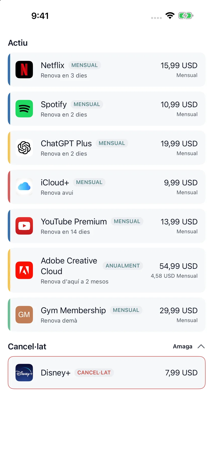 MyRenewals — Llista de subscripcions (ca)