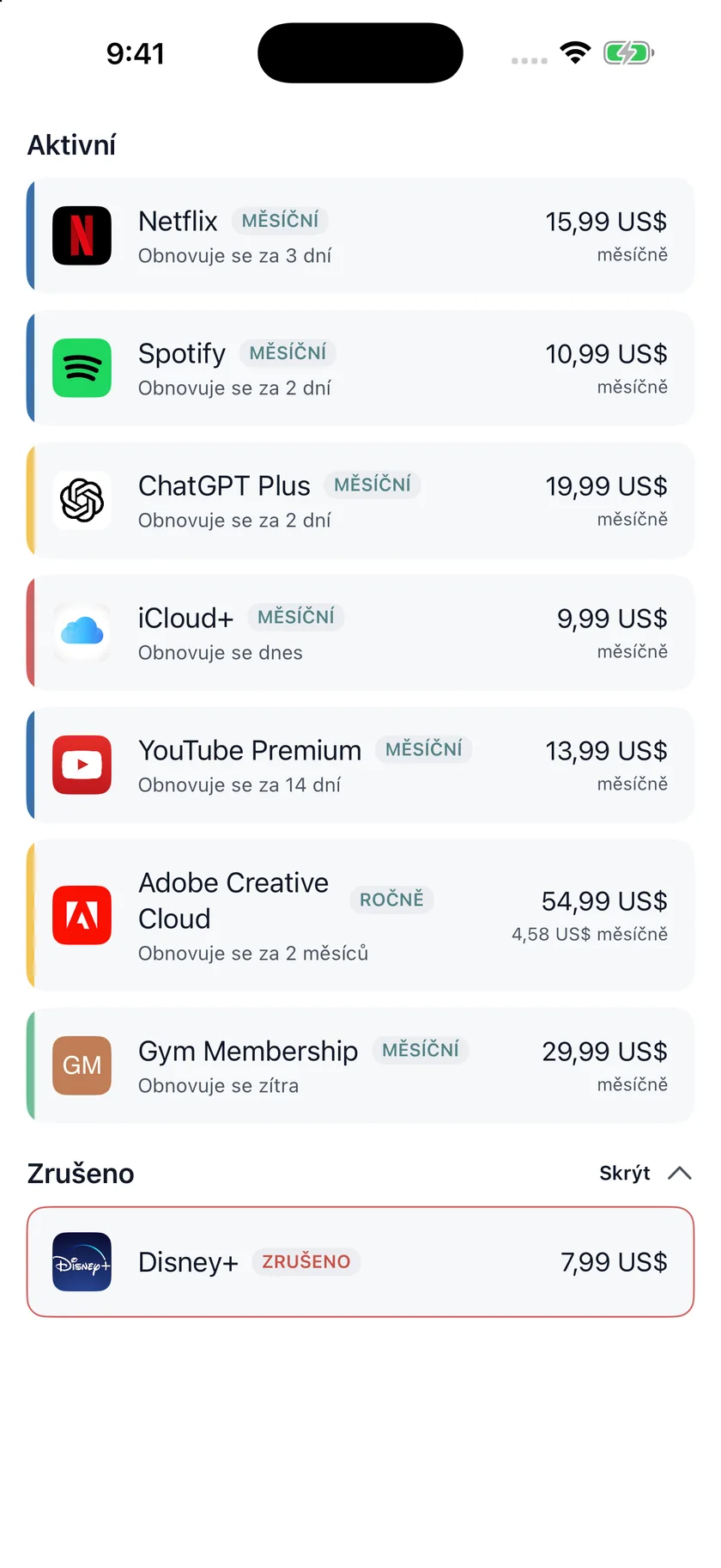 MyRenewals — Seznam předplatných (cs)